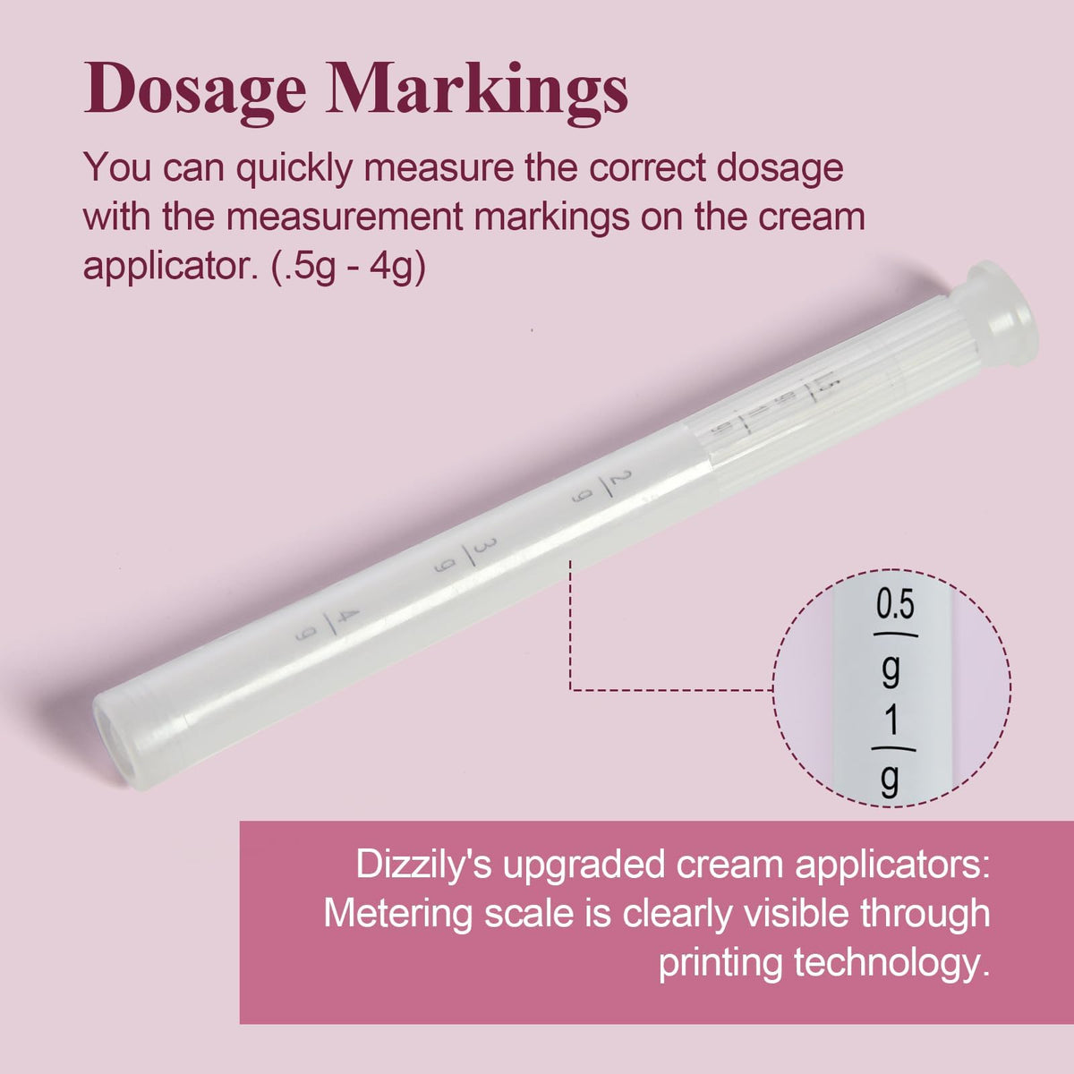 Dizzily 20 Packs Disposable Vaginial Cream Applicators - Fits Suppository, Creams and Most OTC Gels, Individually Wrapped Feminine Care Applicator with Dosage Markings