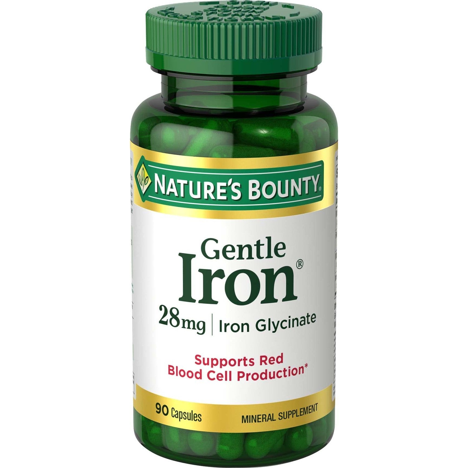 Nature's Bounty Gentle Iron 28 mg Capsules, 90 Count