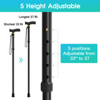 Folding Cane, Walking Poles with Adjustable Height, Canes for Men, Women and for The Elderly, Aids for People WithLlimited Mobility(Black)
