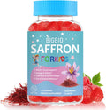 Saffron for Kids, Happy Mood Gummies, Magnesium Glycinate, Omega-3, Holy Basil, L-Theanine, Rosemary, B6, D3 for Calm, Focus, Cognition, Sleep, Sugar Free Saffron Extract Supplement, 90 Gummies