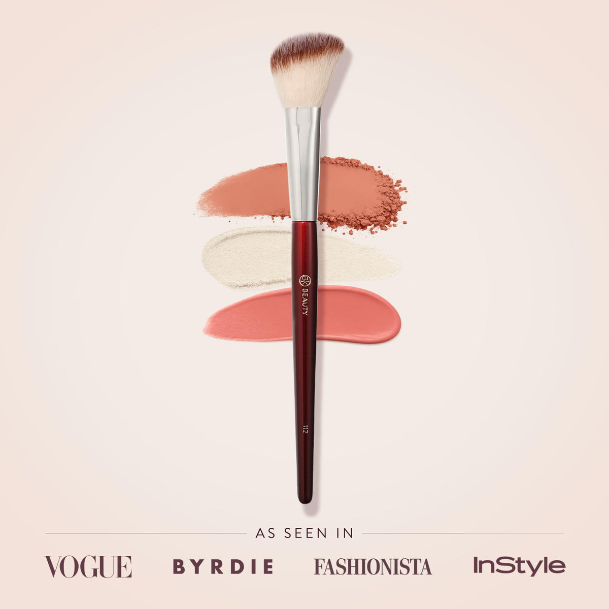 BK BEAUTY 112 Small Angled Blush Brush for Powder, Cream & Liquid