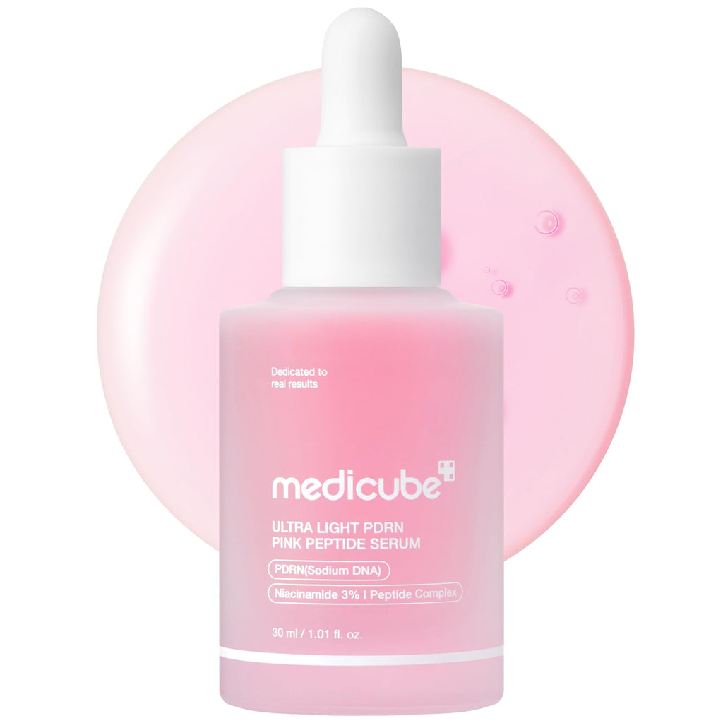 medicube PDRN Pink Peptide Serum with Salmon DNA | Pink Glow Serum - Peptides & Niacinamide for Hydration & Firm-Looking Skin, Uneven Tone Care, Korean Skincare, 1.01 fl. Oz