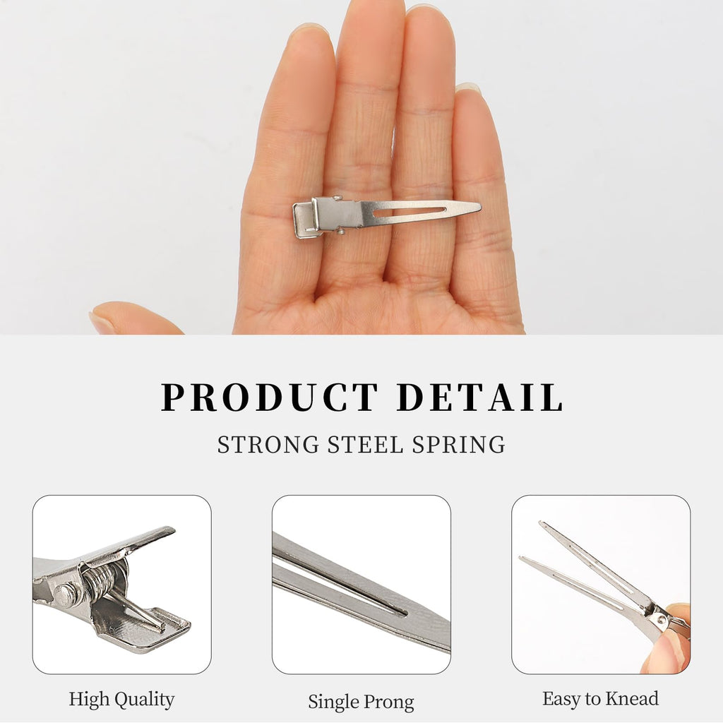 100pcs 1.77inches rust-proof metal alligator clip with a Clear Plastic Box, Styling, Hair Styling, Curling Clip, Hair Coloring, DIY Aaccessories, Items Fixed, Silver.