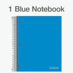Oxford 5 Subject Spiral Notebook, Notebooks for School, Plastic Covers, Back to School Supplies, College Ruled, 200 Sheets, 1 Pack, Bright Blue (1009294)