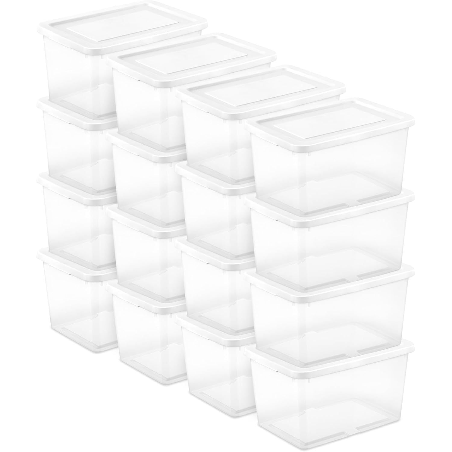 Buy now Sterilite 24-Pack 6 Quart Storage Box, Stackable Clear Plastic Bins with Snap-On Lids - Heavy-Duty Organizing Containers for Closet, Bathroom, and Office 20 Quart 16 Pack at indiglob india