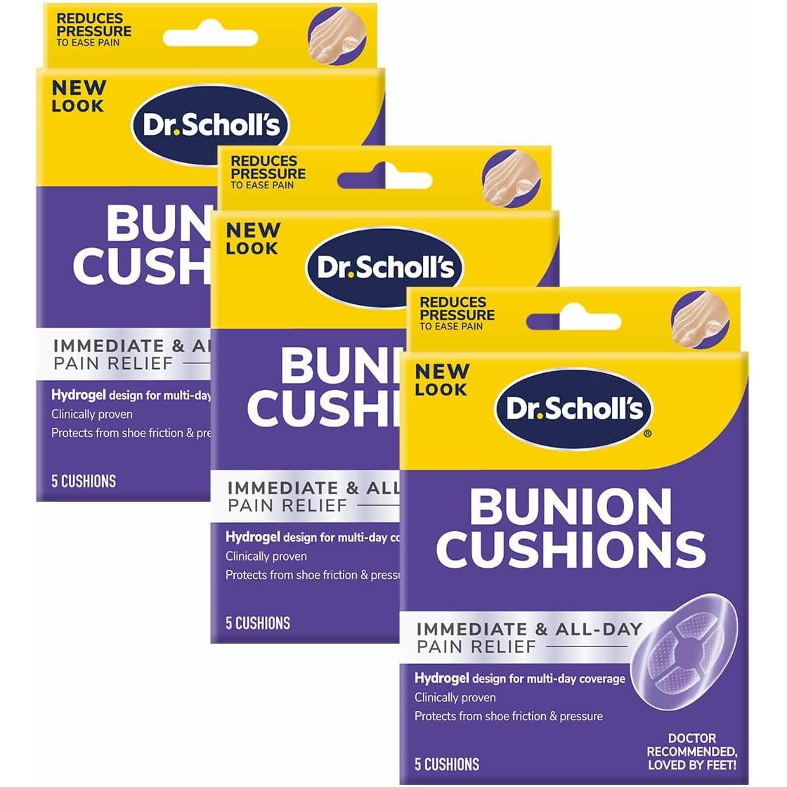 Buy now Dr. Scholl's BUNION CUSHION with Hydrogel Technology, 5ct // Cushioning Protection against Shoe Pressure and Friction that Fits Easily In Any Shoe for Immediate and All-Day Pain Relief Cushions 15ct at indiglob india