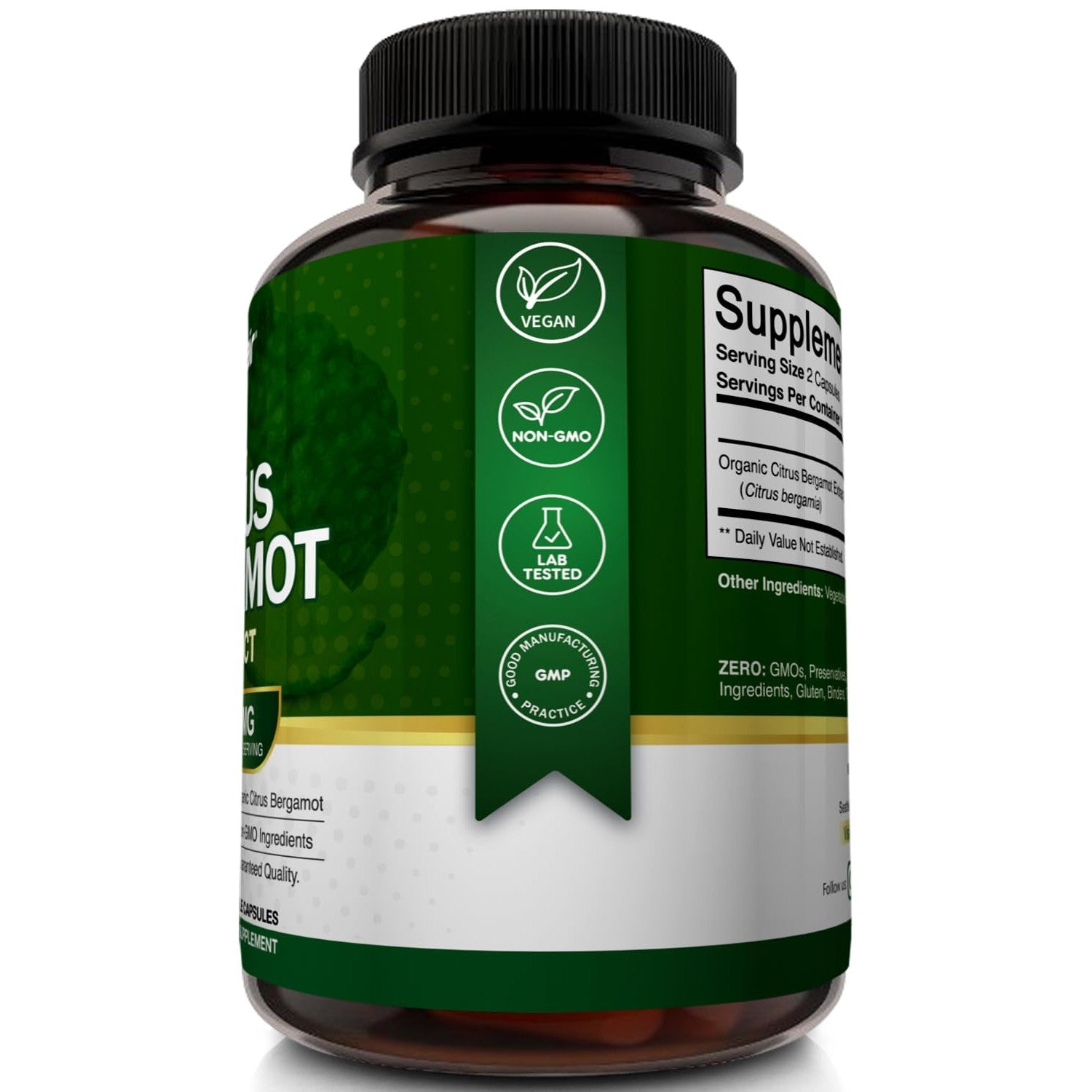 NutriFlair Organic Citrus Bergamot 1400mg, 120 Capsules - 25:1 Bergamia - Essential Oil and Citrus Bioflavonoids - Natural Heart Health Supplements for Women and Men - Non-GMO Pills