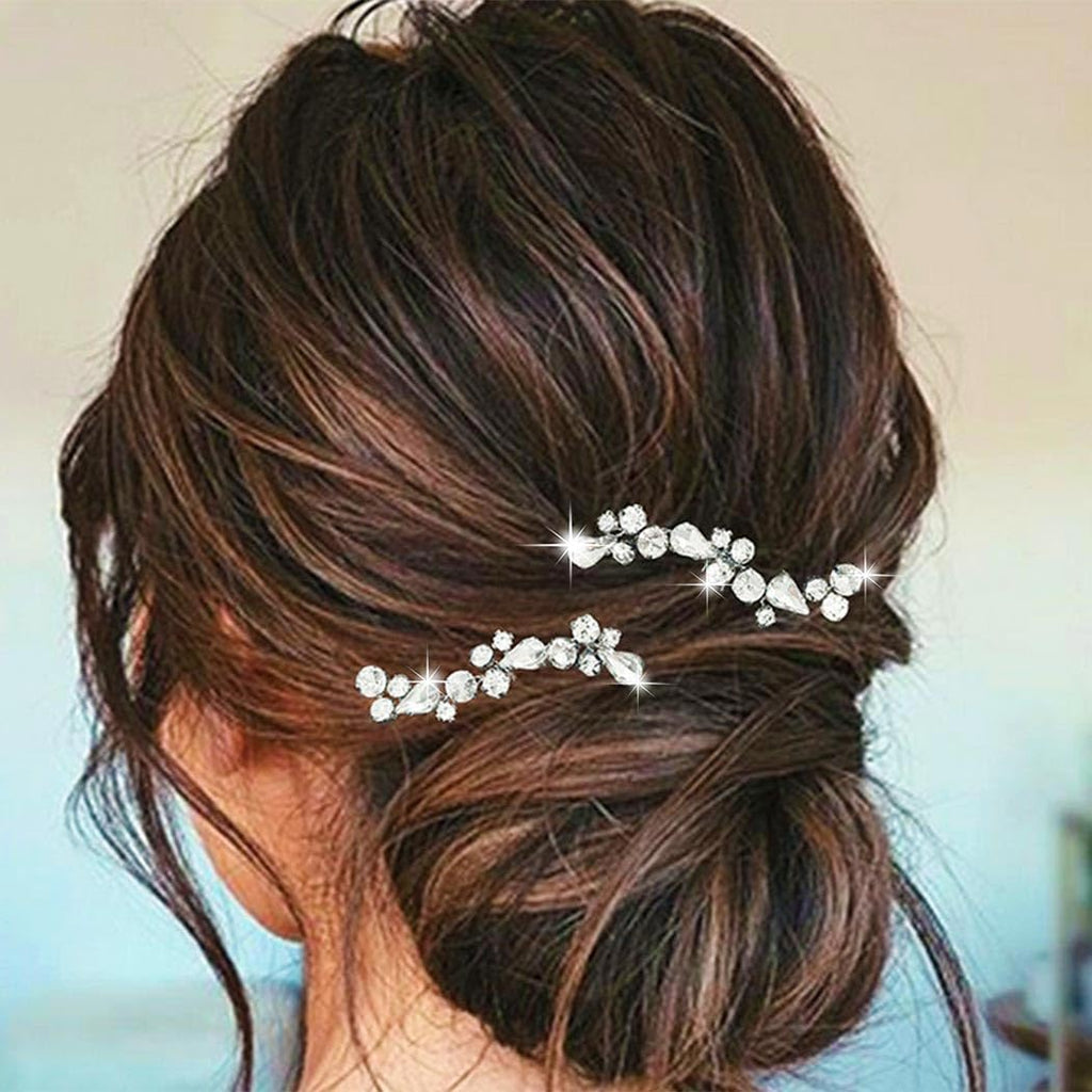 Buy now Easedaily Rhinstone Bride Wedding Hair Pins Silver Crystal Bridal Hair Pieces Hair Accessories for Women and Girls (pack of 2) (A-Silver) at indiglob india
