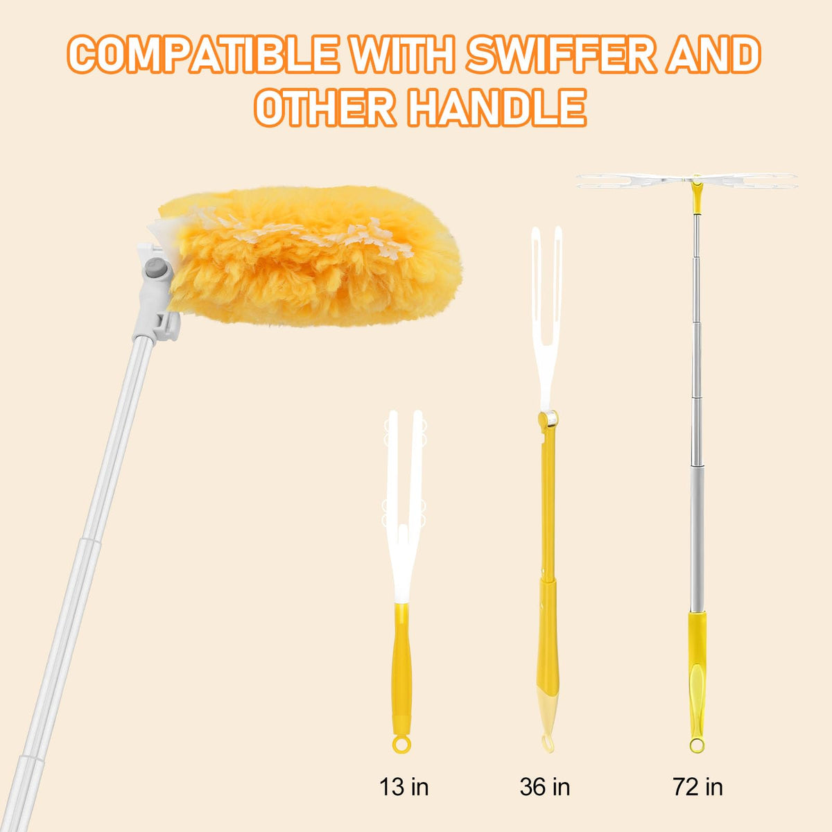 SetSail 6 ft Extendable Duster Handle Compatible with Swiffer Duster