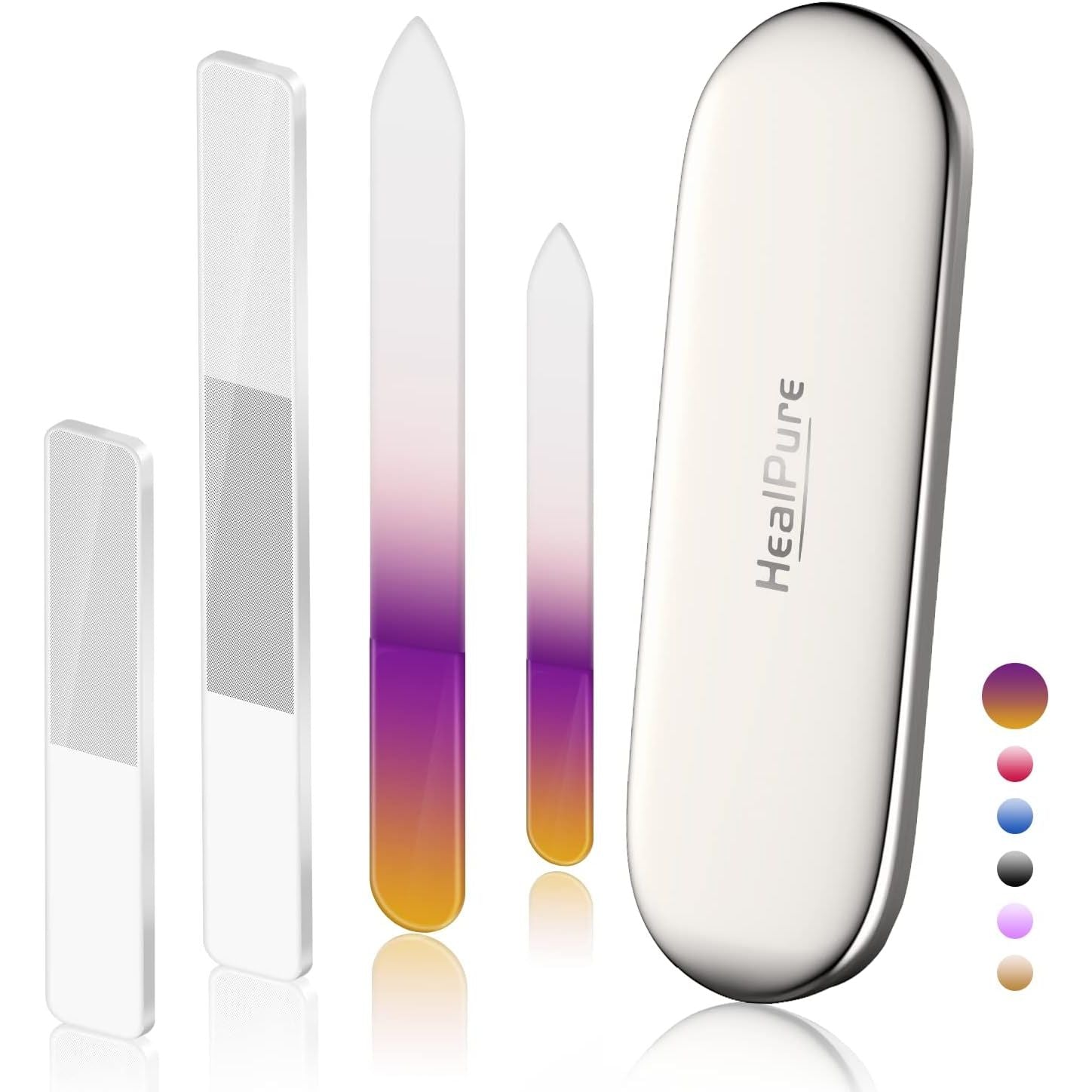Buy now Glass Nail File and Nail Shiner, 4PC Crystal Nail File and Nano Glass Nail Buffer, Premium Set with Case, Professional Manicure Tool Fingernail Czech File for Natural Nail, Gift for Women and Girls Gradient at indiglob india