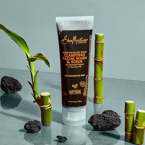 Buy now SheaMoisture Facial Wash and Scrub African Black Soap for Blemish Prone Skin to Clarify Skin 4 oz at indiglob india