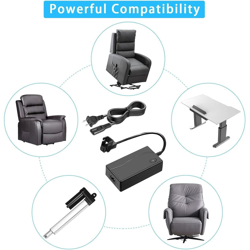 Buy now STAIGO Electric Sofa Recliner Transformer Charger or Lift Chair Power Adapter 29V 2A for Okin Limoss Pride Golden Lazboy Berkline Med-Lift+ AC/DC Power Cable at indiglob india