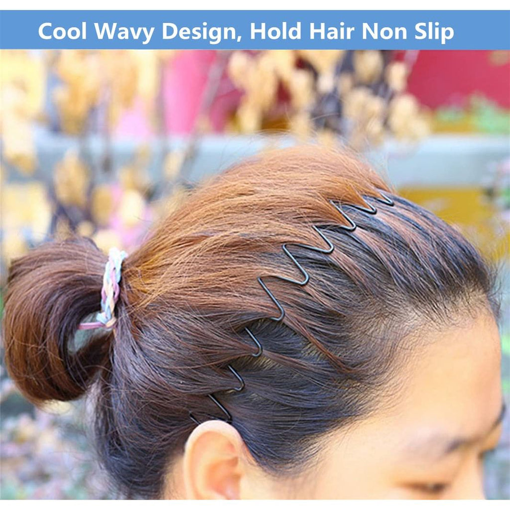 Buy now bodbop XINGZHE Metal Hair Band Men Headband Women's Fashion Hair Bands Elastic Stylish Sports Hairband Head Hoop with Non Slip Wavy Teeth, Black at indiglob india