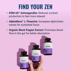 Live Conscious KSM-66 Ashwagandha Supplement w/L Theanine & AlphaWave - ZenWell Everyday Stress Relief, Cognitive, Brain Health - Ashwagandha for Men & Women - 60 Capsules