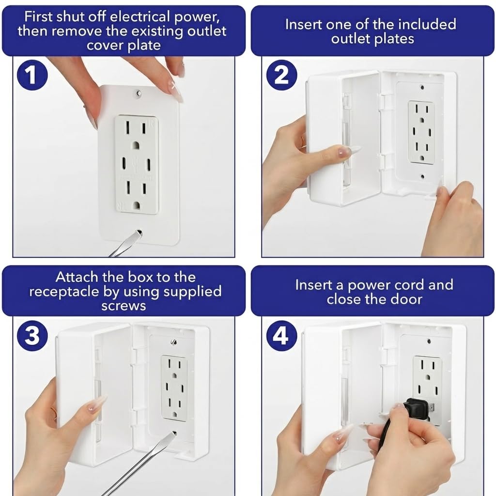 Bates- Baby Safety Outlet Cover Box, Locking Baby Proof Outlet Covers