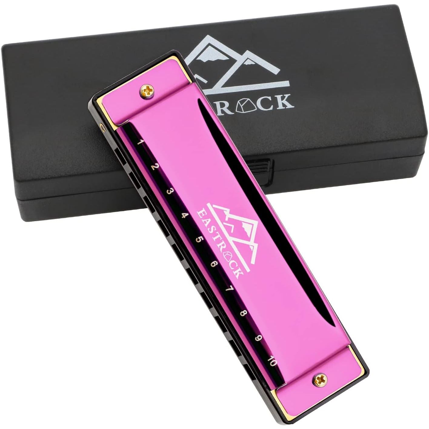 Buy now EastRock Blues Harmonica 24 Hole C Key with Case, Mouth Organ Harp, Diatonic Harmonica for Beginner, Adult, Kids, Professional, Students, Friends, Gifts Pink at indiglob india