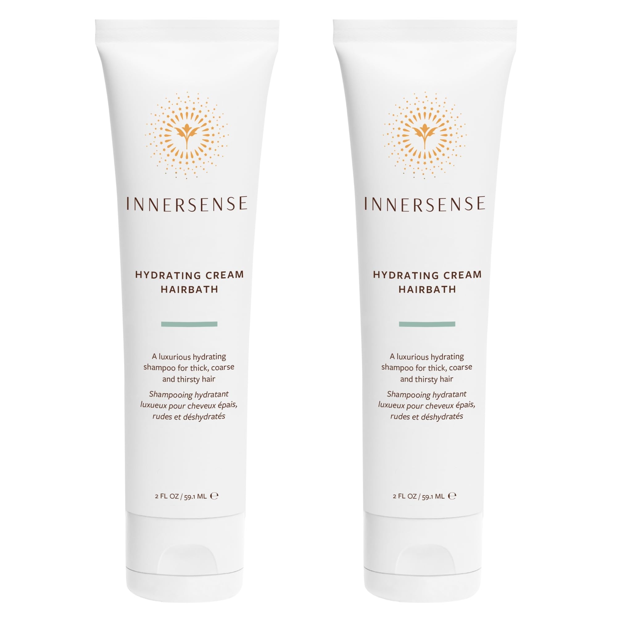 INNERSENSE Organic Beauty - Hydrating Cream Hairbath Shampoo (2oz, 2-Pack) | Hydrates Dry, Coarse + Damaged Hair | Smooths Frizz, Restores Shine + Bounce | Sulfate-Free, Non-Toxic, Clean Haircare