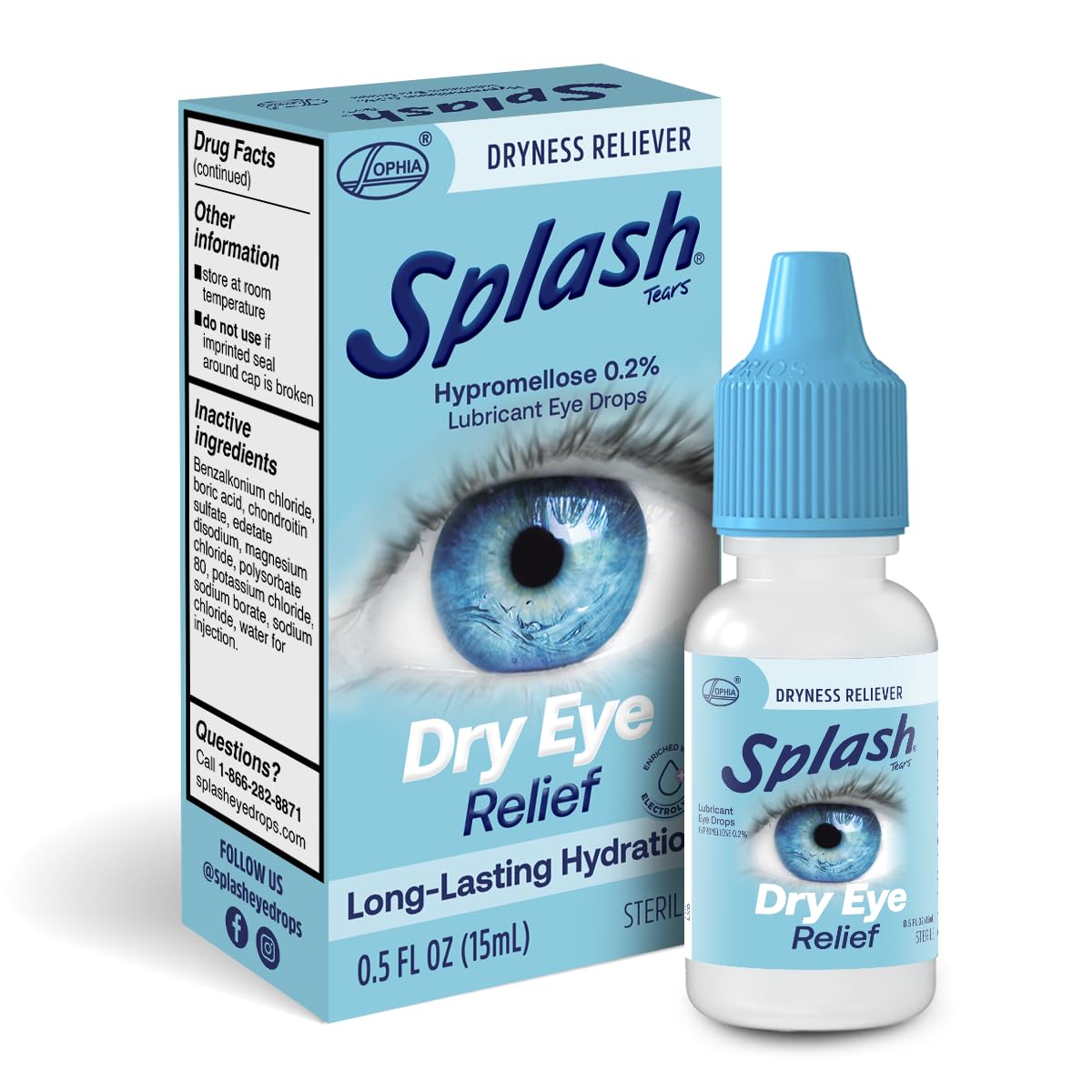 Lubricant Eye Drops for Dry Eyes, Fast Acting and Long Lasting Formula, Relieves Dryness, Grittiness, and Irritation, Moisturizing Eye Drops, Eye Care for Dry Eyes, 0.5 FL Oz, Bottle
