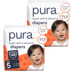 Pura Baby Diapers Size 5 (27-35 lbs) 48 Count Sensitive Skin