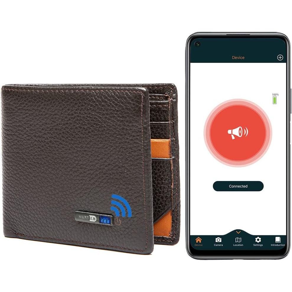 Buy now Anti-Lost Bluetooth Wallet Tracker & Finder GPS Position Locator Mens Slim Minimalist trackable Cool Leather Wallet Credit Card Holder (Coffee) (Coffee, Horizontal) (Black, Horizontal) Horizontal Coffee at indiglob india