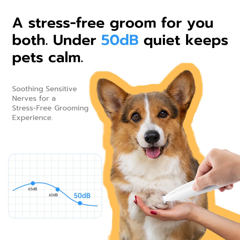 Mcbazel Pet Micro Precision Trimmer, Multifunctional Pet Hair Trimmer Waterproof Rechargeable Shaver with LED Light for Paws Eyes Ears Face Buttocks for Small Dogs and Cats，50dB Quiet Shave.