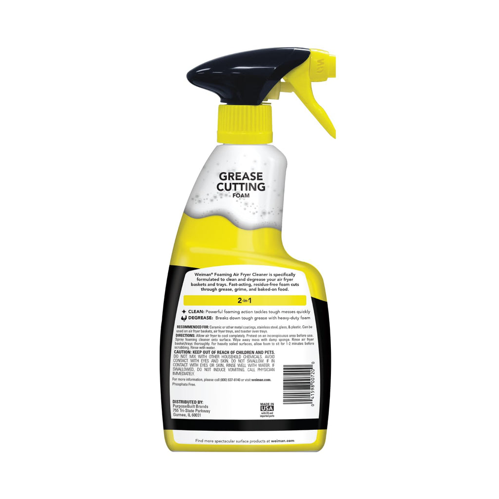 Weiman Foaming Air Fryer Cleaning Kit, Cleaner & Degreaser for Ceramic Baskets & Trays, Removes Grease, Grime, Oil & Baked-On Food, Includes Non-Abrasive Sponge, Fast-Acting, Residue-Free, 14 oz