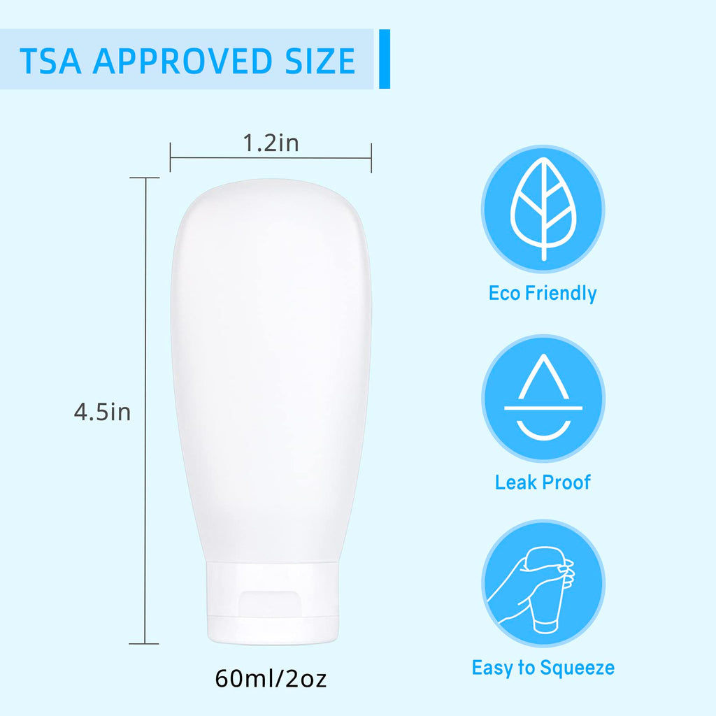 TSA Approved Travel Bottles Set for Toiletries Travel Size Containers Kit 4 Pack Portable Leak Proof Refillable Squeeze Cosmetic Airplane Essential Shampoo Hair Conditioner Body Lotion Bath Shower Gel