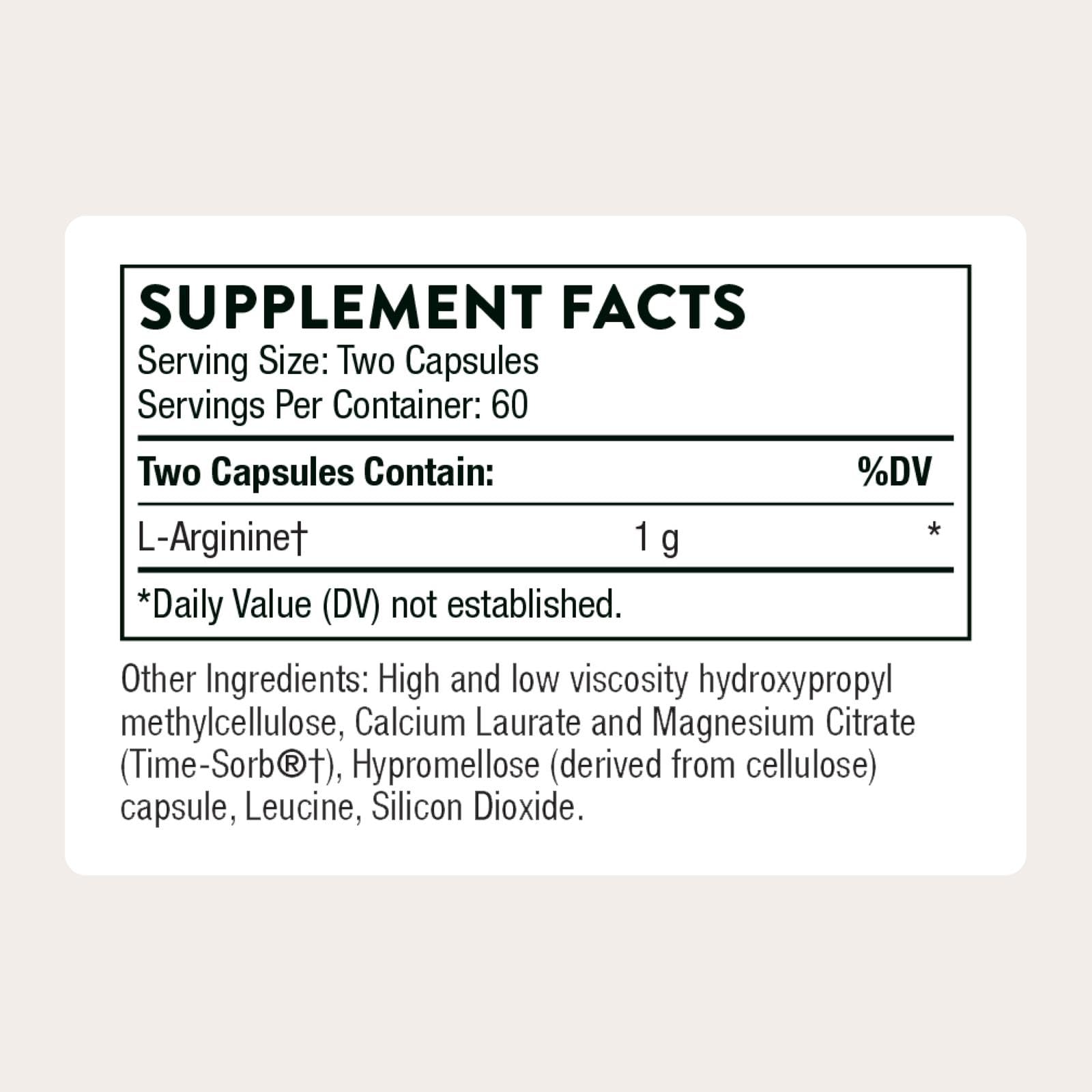 THORNE L-Arginine, Sustained Release Formula, 120 Capsules | Supports Heart Health, Nitric Oxide Production, Exercise Capacity & Optimal Blood Flow*, Gluten-Free, NSF Contents Certified