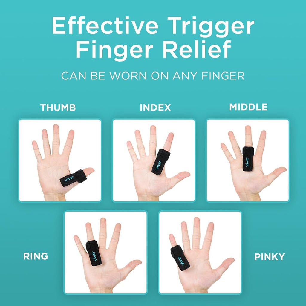 Buy now Vive Trigger Finger Splint - Support Brace for Middle, Ring, Index, Thumb, Pinky, and Hands - Straightening Curved, Bent, Locked Stenosing Tenosynovitis Tendon Lock Release Knuckle Stabilizer - HSA/FSA at indiglob india
