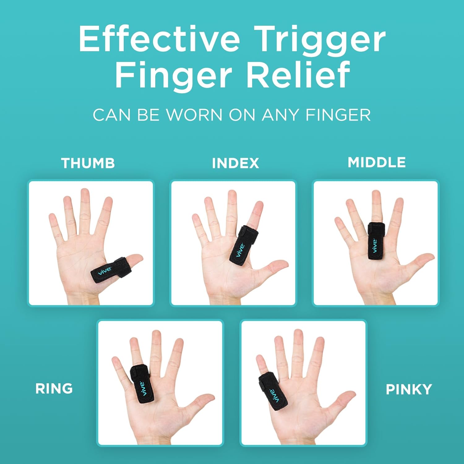 Buy now Vive Trigger Finger Splint - Support Brace for Middle, Ring, Index, Thumb, Pinky, and Hands - Straightening Curved, Bent, Locked Stenosing Tenosynovitis Tendon Lock Release Knuckle Stabilizer - HSA/FSA at indiglob india