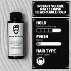 Slick Gorilla Hair Styling Powder for Men, Texture Powder 0.70 oz (20g) | Matte texturizing powder for volume, root lift, no shine and lightweight hold