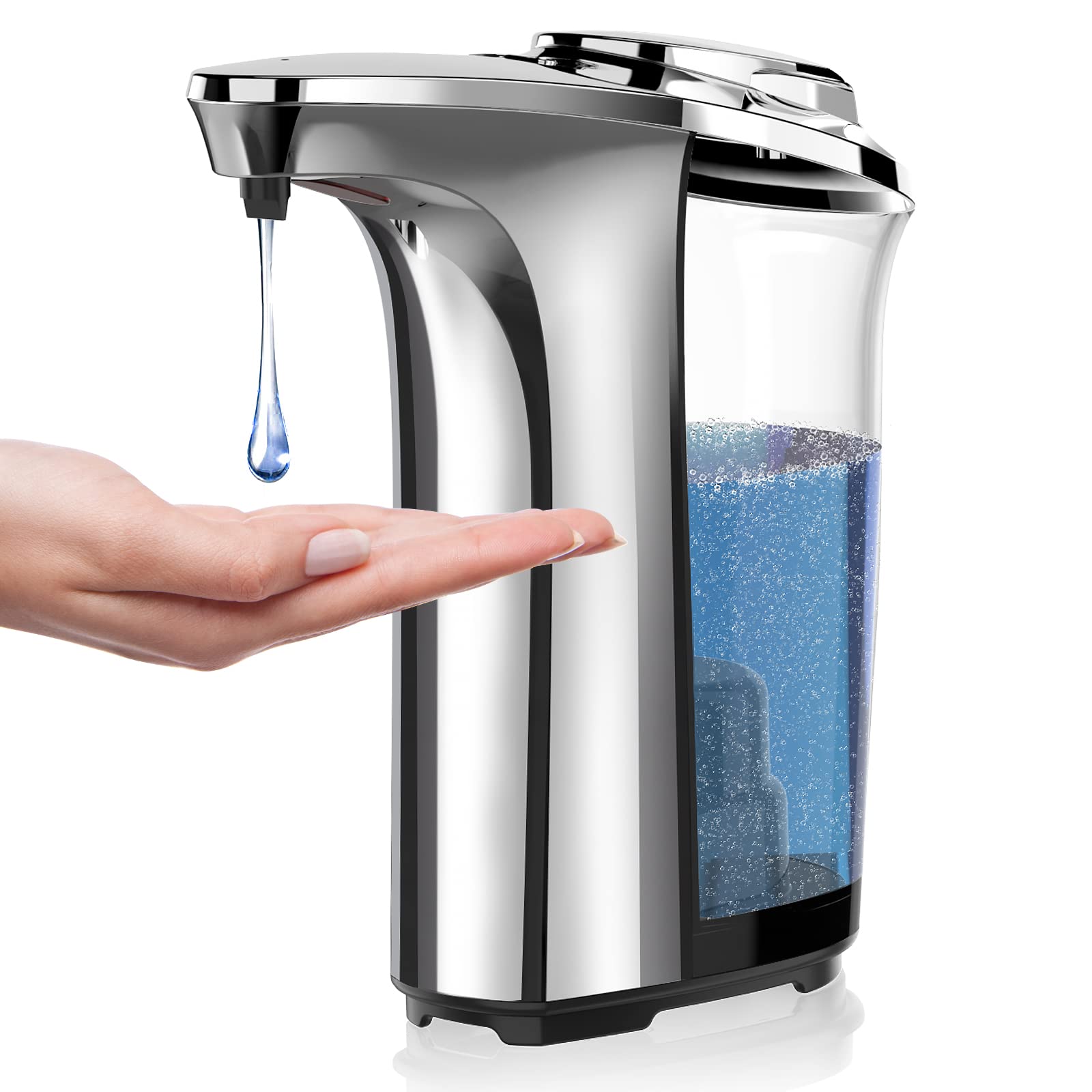 Buy now Automatic Soap Dispenser, Touchless Dish Soap Dispenser 17oz/500ml with Infrared Sensor, 5 Adjustable Soap Levels, Liquid Dispenser for Bathroom Kitchen (Silver) Silver at indiglob india