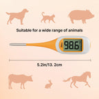 FDK 8-Second Dog & Cat Thermometer, Fast Digital Pet Rectal Thermometer with Large Backlight Screen, Fever Alarm Flexible Comfortable Soft Tip, Waterproof Veterinary Supply for Animals °C/°F