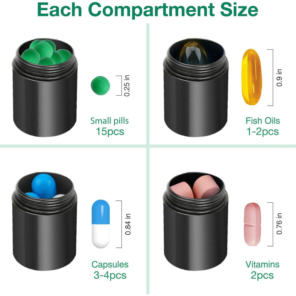 Buy now Opret Keychain Pill Holder, 3 Compartments Metal Small Pill Case, Waterproof Portable Travel Pill Box, Pill Container for Purse (Black) at indiglob india