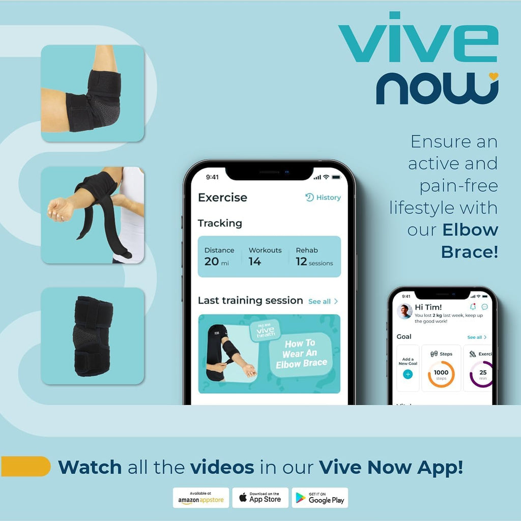 Buy now Vive Elbow Brace - Tennis Compression Sleeve - Wrap for Golfers, Bursitis, Left or Right Arm - Tendonitis Support Strap for Golf, Men and Women - Epicondylitis and Sports Recovery at indiglob india