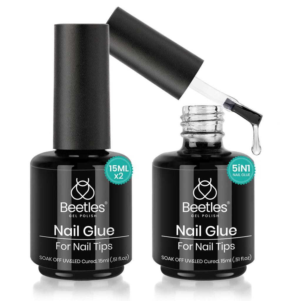 Buy now beetles Gel Polish 2Pcs 15ml Nail Glue Kit for Acrylic Nails, 5 in 1 Super Strong Brush in Nail Gel Glue for False Nails Tips and Gel Nail Polish Led Lamp Required 3-1-2PCS 5 in 1 Nail Glue at indiglob india
