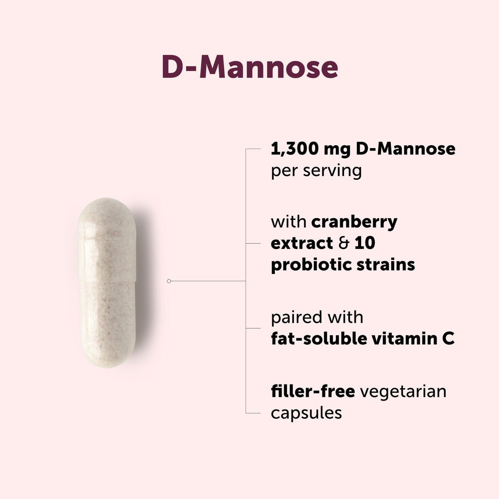 Micro Ingredients D Mannose 1,300mg Per Serving with Cranberry | 240 Veggie Capsules + Fat-Soluble Vitamin C & 1 Million CFU Probiotics Blend | Daily D Mannose Formula for Women | Filler Free, Non-GMO