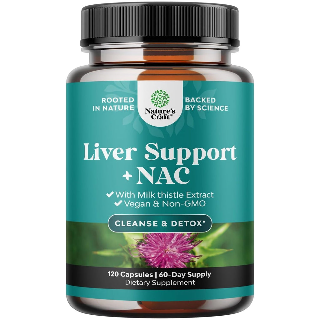 Liver Support NAC Supplement with Milk Thistle for Liver Cleanse Detox & Repair - N Acetyl Cysteine Supplement for Liver Cleanse with Turmeric, Choline, Dandelion & L-Glutathione - 60 Count
