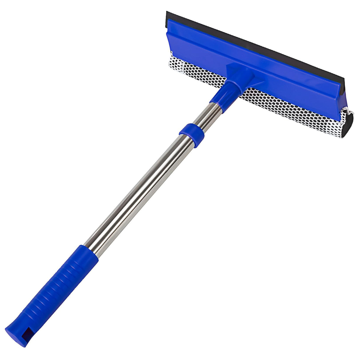 2-in-1 Window Squeegee&Car Squeegee with 15.7"-27.5" Retractable Stainless Steel Handle, Windshield Cleaner Tool for Cars, Trucks, Glass Doors, Shower Glass, Outdoor Windows