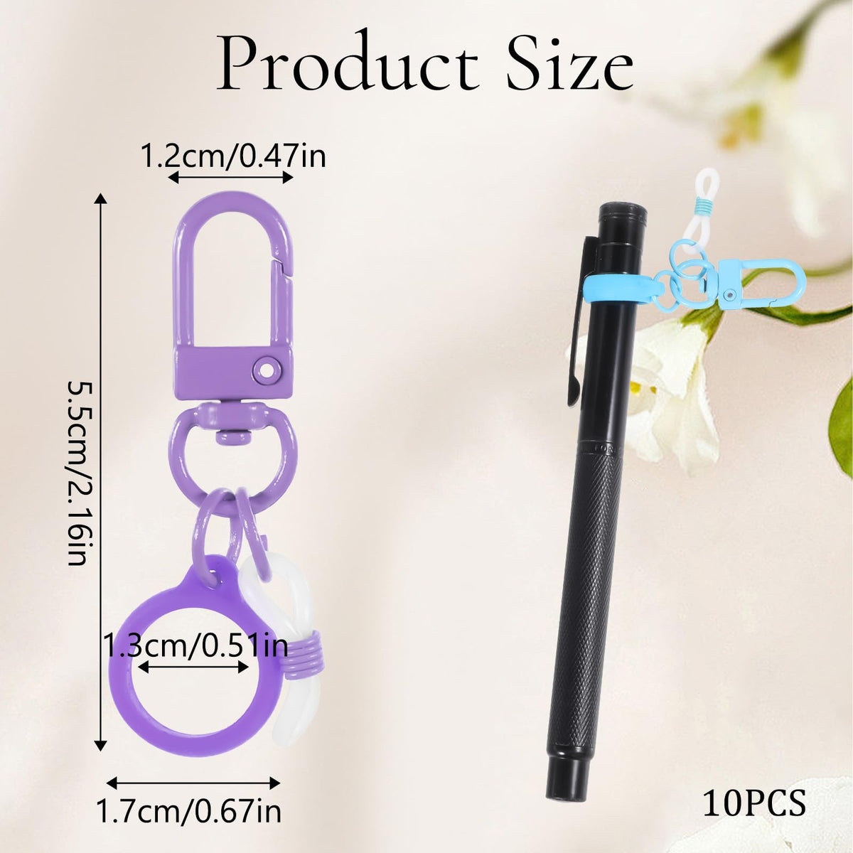 Mini Coloured Pen Clips, 10Pcs Nurse Badge Reel Accessory with Lobster Clasp, Retractable Holder for Nurses, Pen Converter, Silicone Pens Holder for Lanyard, Nurse, Teachers, Office