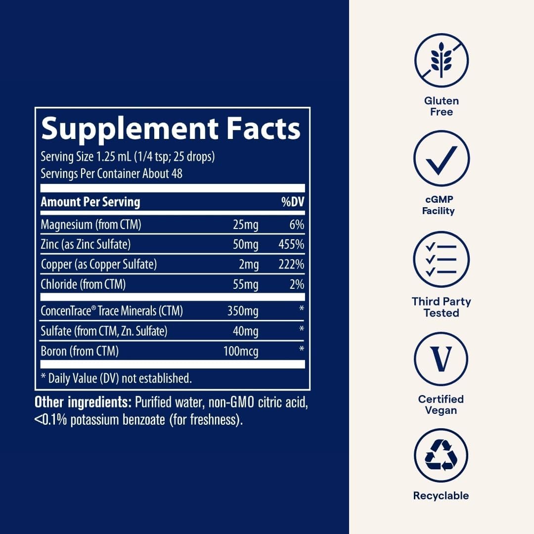 Buy now Trace Minerals Ionic Zinc 50 mg - Dietary Supplement with Zinc, Magnesium & Chloride - Support Healthy Digestion & Immune Function - ZInc for Skin & Brain Health - 2 fl oz (About 48 Servings) at indiglob india