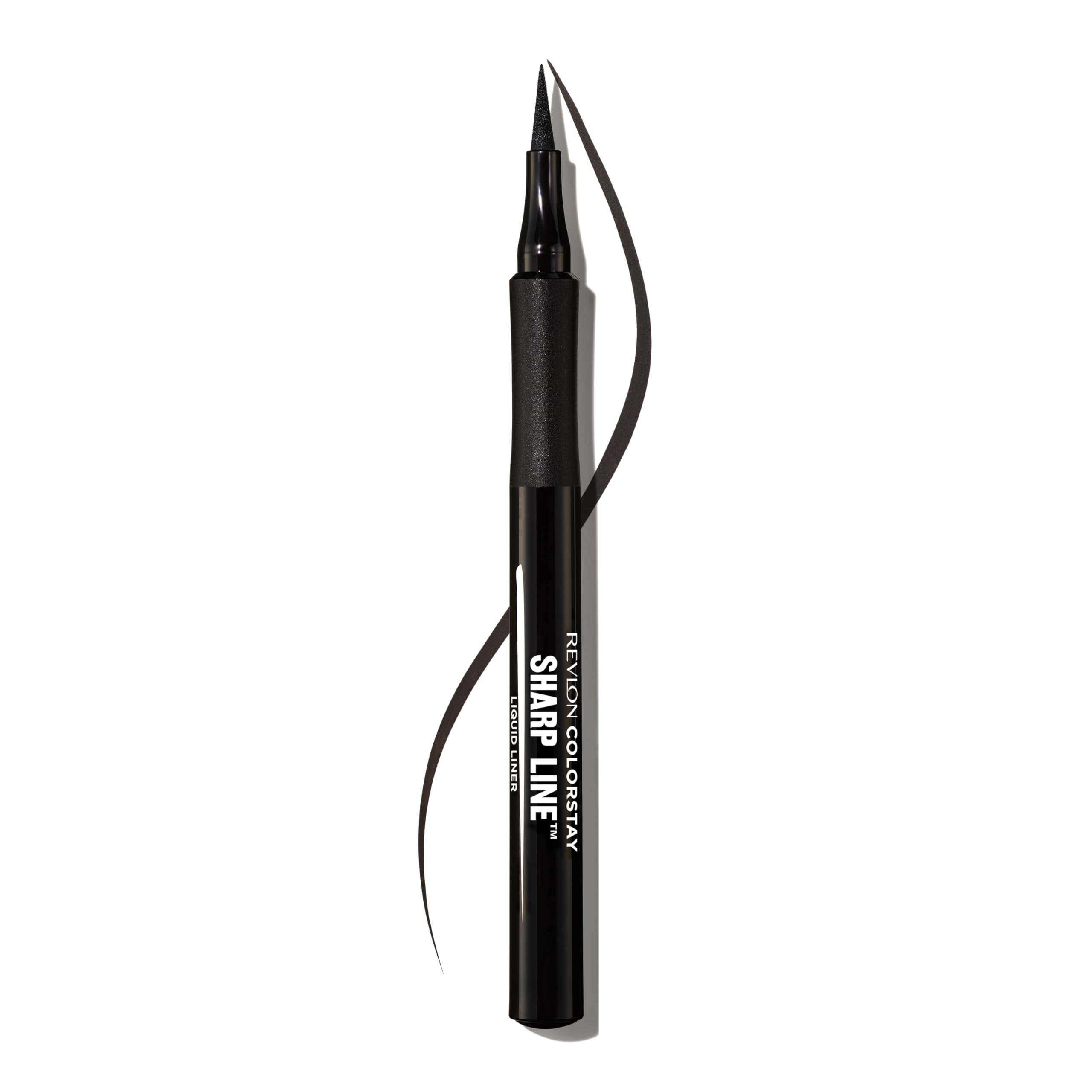 Revlon ColorStay Sharp Line Liquid Eyeliner, Blackest Black, 0.04 fl oz | Waterproof liquid eyeliner with felt tip for sharp, thin-to-thick lines. Smudge-proof, long-lasting.