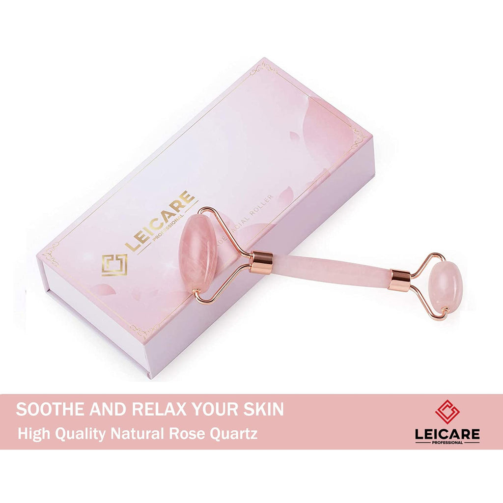 Jade Roller for Face - Rose Quartz Face Roller Skin Care - Stone Facial Roller, Face Massager for Women, Relieve Stress, Remove Wrinkles Eye Puffiness
