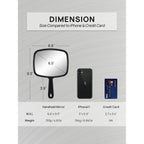 OMIRO 9.3" L x 6.6" W Hand Mirror, All Black Handheld Mirror with Handle | Salon Mirror Hand Held, Hangable, Travel Mirror for Men Women, Distortion-Free Reflection, for Shaving and Makeup