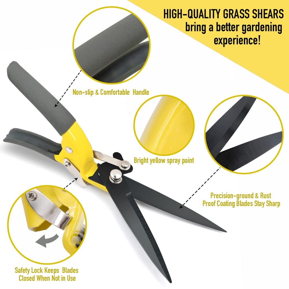 Upgraded Grass Shears, Hand Grass Clippers, Grass Trimming Shears for Garden, Lawn Edges