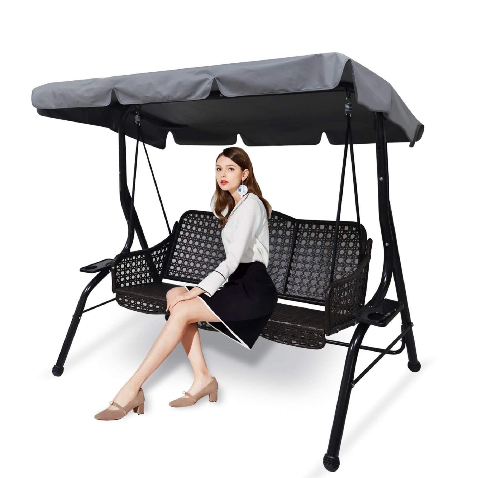 Buy now Swing Chair Canopy Replacement, 2 Seater Garden Seat Cover, Waterproof Windproof Anti-UV Heavy Duty Rip Proof Hammock Top Outdoor Furniture Covers (Grey, Small), Gray Gray at indiglob india
