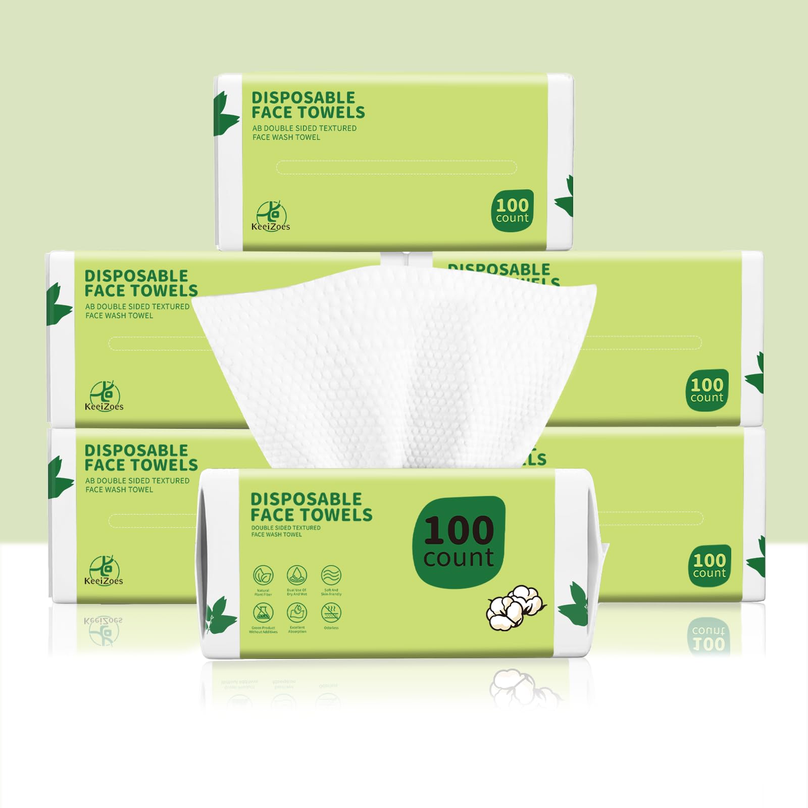 Disposable Face Towels 100 Count, Biodegradable Ultra Soft & Thick Facial Towels for Sensitive Skin, Lint-Free Makeup Remover Dry Wipes, Multi-Purpose Cleansing Towelettes for Face Wipes, Skincare