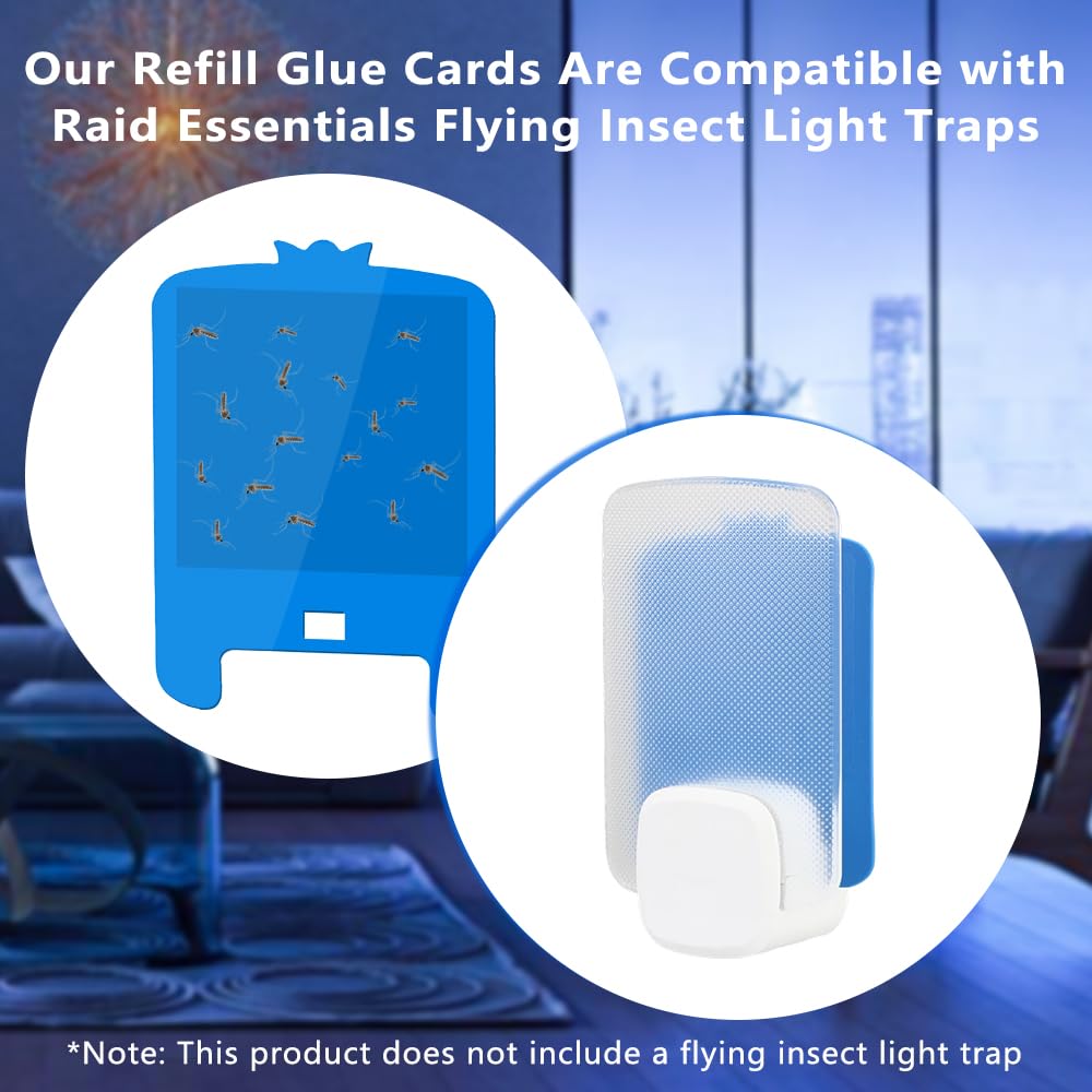 20 PCS Refill Cartridges Compatible with Raid Light Trap Refills Glue Boards Replacement Set, Refill Cartridges Compatible with STEM Blue Light Trap, Double-Sided Adhesive Sticky Traps Glue Cards