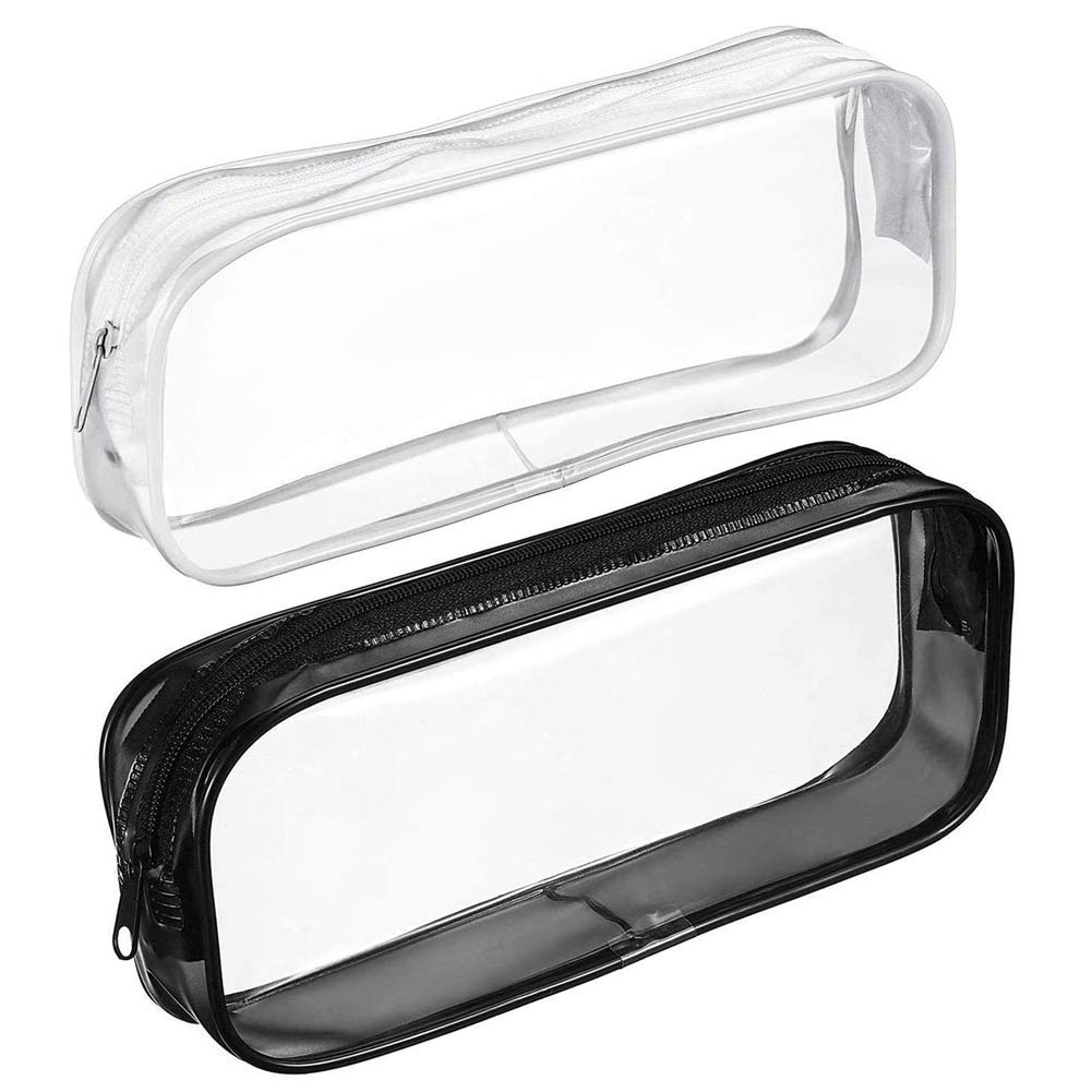BlingKingdom 2PCS Clear Cases with Zipper, Makeup Brush Bag for Traveling