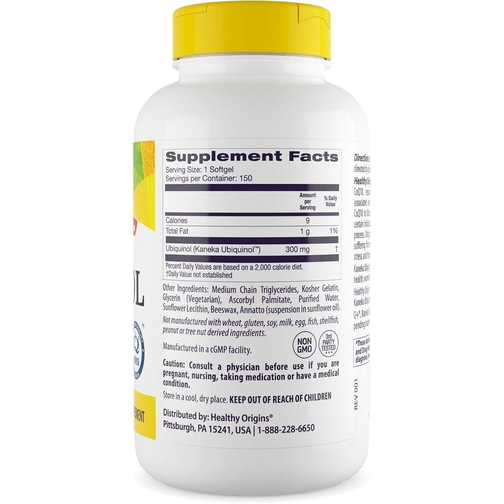 Buy now Healthy Origins Ubiquinol (Active Form of CoQ10), 300 mg - Ubiquinol Supplements for Heart Health & Antioxidant Support - Gluten-Free & Non-GMO Supplement - 150 Softgels at indiglob india